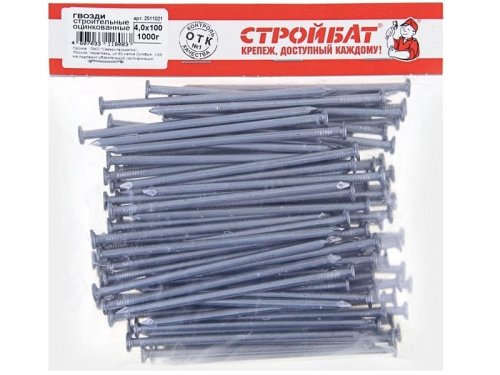 Гвозди  строительные оцинкованные Стройбат 4,0х100 (1,0 кг) картинка